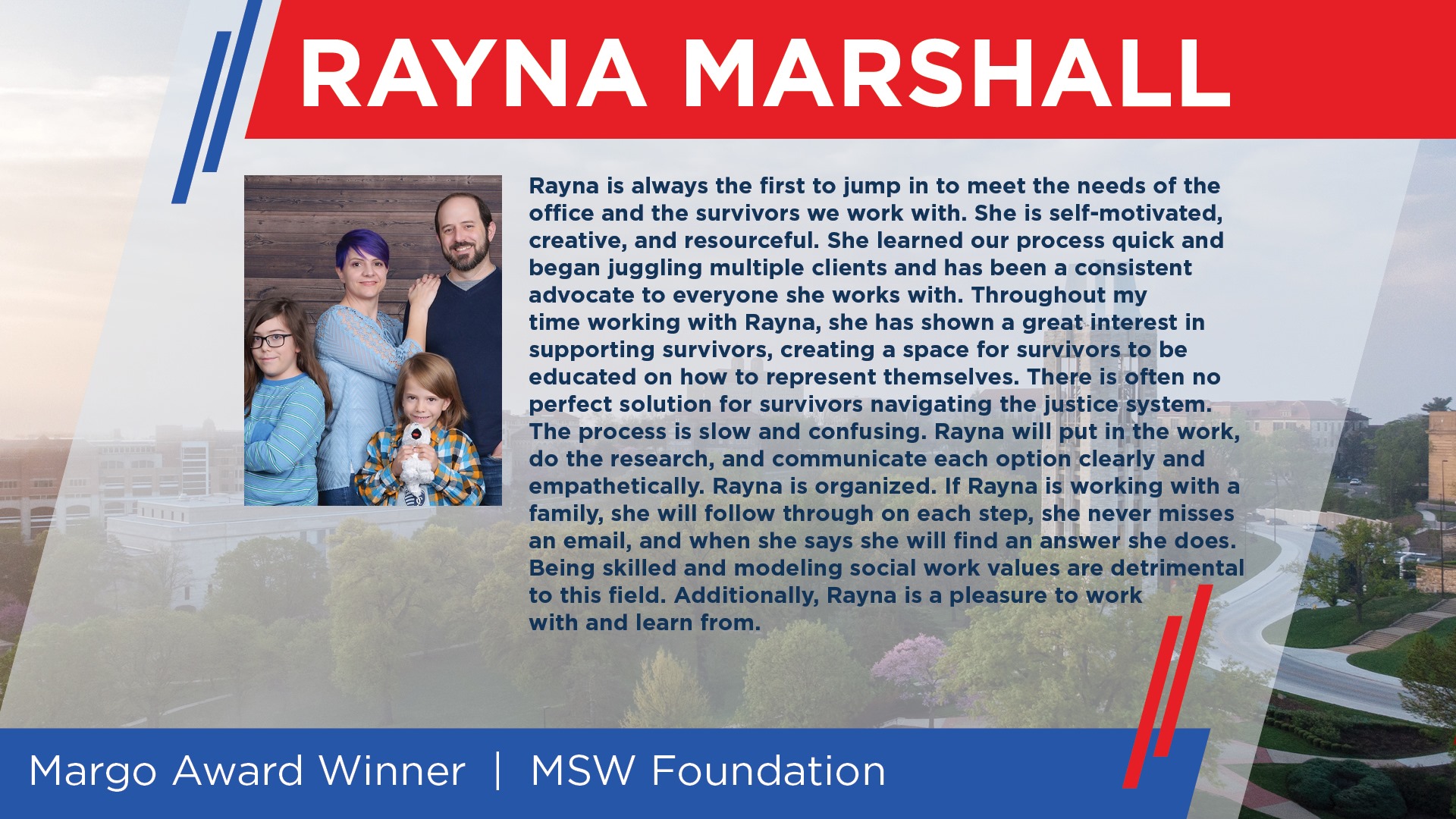 MSW Foundation Margo Award Winner - Rayna Marshall